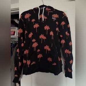 WESC Black Hoodie with Pink Palm Tree Print